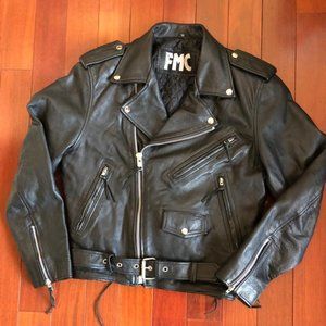 80'S vintage FMC motorcycle jacket 100% Leather size 38